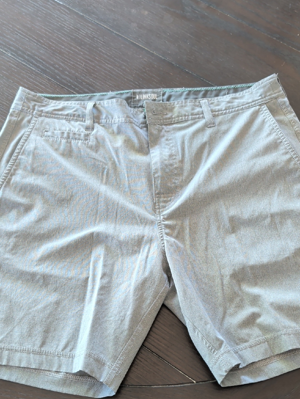 Linksoul Men's Flat-Front Chino Shorts - Olive Green/Grey